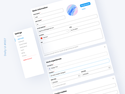 Daily UI #007: Settings daily ui dailyui design graphic design settings ui web design website