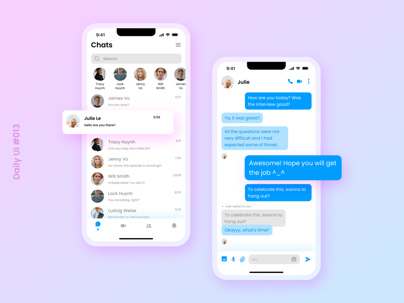 Daily UI #013: Direct Messaging by Julie Le on Dribbble