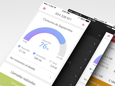 Lowi.es iOS App app dashboard ios low cost lowi lowi.es menu mobile paradigma tecnológico user experience visual design vodafone