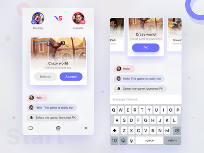 Pk Games 2 card experience game ios match purple slide ui user ux zekvlee