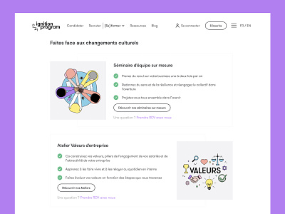 Landing page for Start-up design hiring illustration start up support training ui vector web website