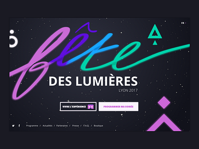 SHOWCASE SITE FOR THE LYON LIGHT FESTIVAL calligraphy color hand lettering light logo sketch ui virtual reality vr web website