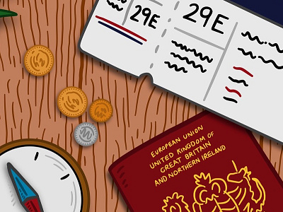 Bon Voyage! boarding pass compass illustration passport travel