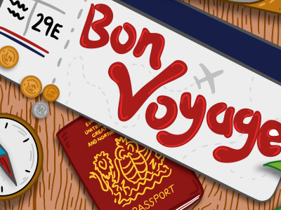 Bon Voyage Card adventure bon voyage trade compass essentials illustration passport