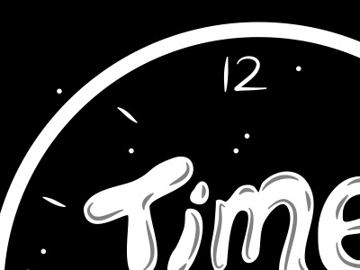 Time and Space black clock design illustration typography white