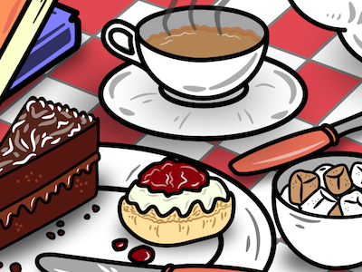 Tea Party cake creative design garden illustration party scones summer tea