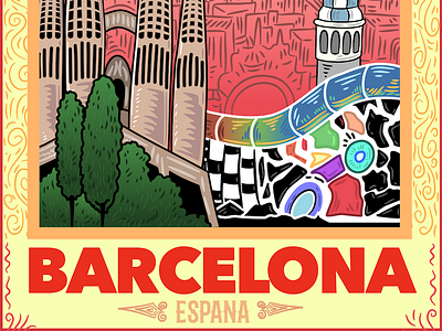 Travel Poster - Barcelona city creative design digital illustration illustrator ipad spain travel travelling
