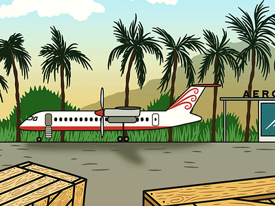 The Remote Island Plane aeroporto airport colour creative design illustration illustrator island plane story