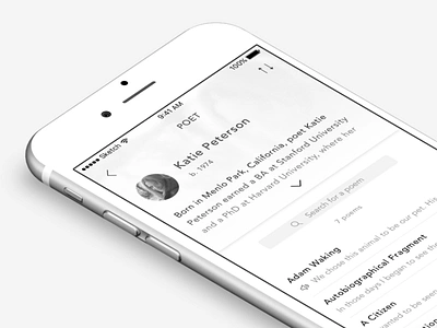 Poet profile - Poetry app app iphone monochrome profile ui ux