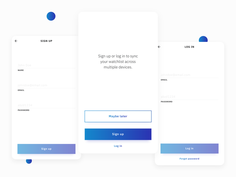 Watchlist app - Sign up & Log in by Christian Jensen on Dribbble
