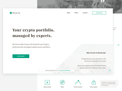 Cryptocurrency investment fund bitcoin blockchain crypto cryptocurrency finance minimalist ui ui design ux ux design web web design