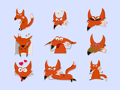Fox stickers animal art design fox graphic design illustration sticker vector