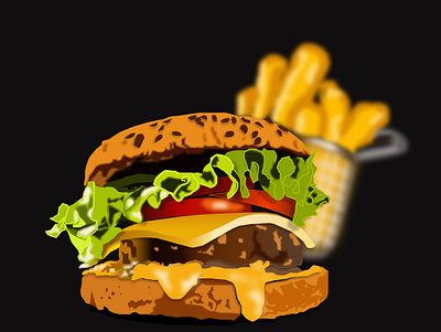 Burger and Fries Illustration burger design illustration vector