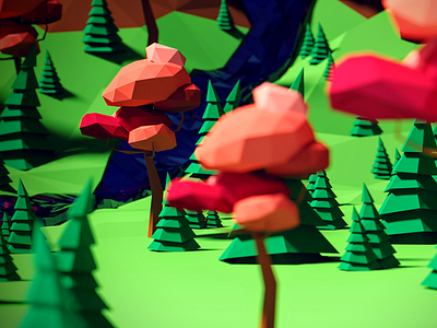 Low poly scene b3d blender forest low poly art lowpoly scene trees