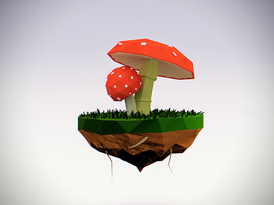 Low poly mushrooms (Amanita Muscaria)