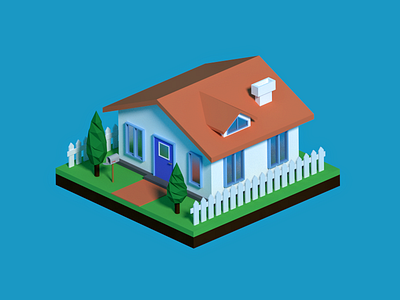 Isometric Low Poly House 3d b3d blender house isometric low poly lowpoly