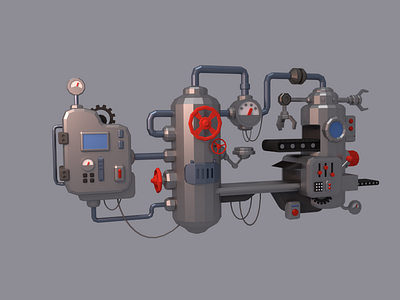 Low Poly Complex Machine 3dmodeling b3d blender low poly lowpoly machine