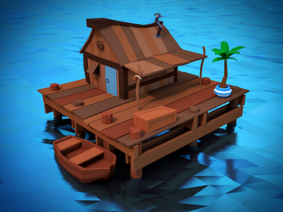 Low Poly Sea Shack updated 3dmodeling b3d blender house low poly lowpoly sea