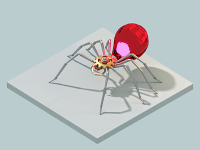 Blender Render 046 3dmodeling b3d blender low poly lowpoly spider steampunk