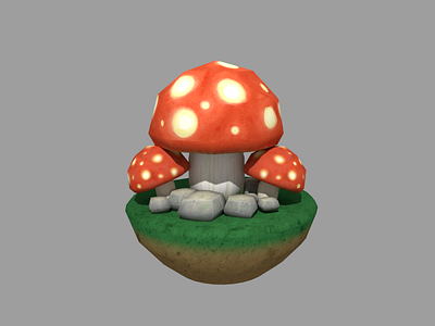 Mushrooms Lowpoly Handpainted