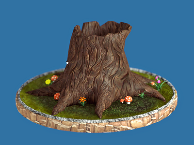 Tree stump v2 3dmodeling blender handpainted low poly lowpoly tree