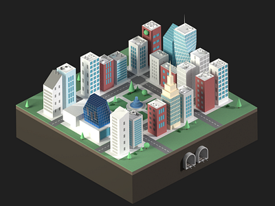 Isometric City 3d architecture b3d city isometric lowpoly