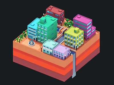 Voxel City Scene 003 city lowpoly magicavoxel pastel voxel