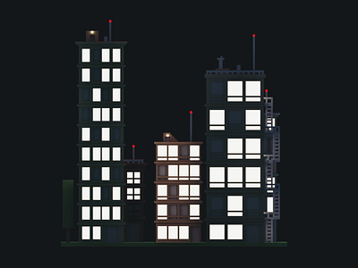 Voxel Night City city lowpoly magicavoxel night voxel