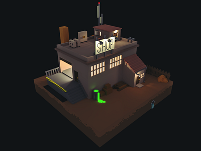 Voxel Workshop lowpoly magicavoxel night shop voxel voxelart workshop