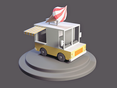 Lowpoly Ice Cream Truck 3d 3dmodeling b3d blender low poly lowpoly truck