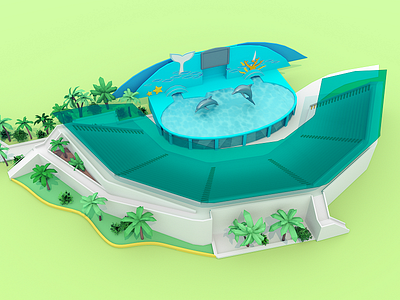 Low Poly Sea Park Dolphins