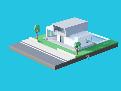 Low Poly Modern House - updated 3d 3dmodeling architecture b3d blender blender3d filmic blender lowpoly