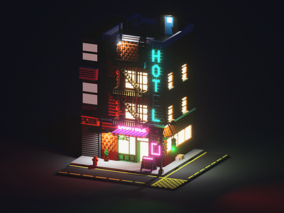 Voxel City 004 3d 3dmodeling animated b3d lowpoly magicavoxel voxel
