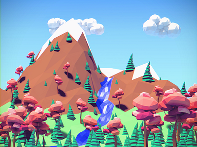 Low Poly Forest Scene