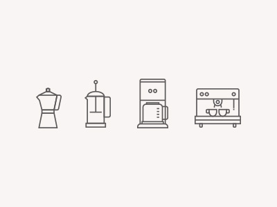 Coffee Brand Brewing Guide brewing coffee coffee machine french press icons illustrator line work lineart lines steeping vector