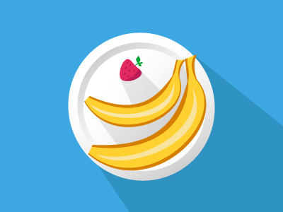 Fruit icon banana flat icon strawberry