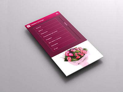 Mobile flower shop UI e commerce flowers menu mobile red responsive ui web