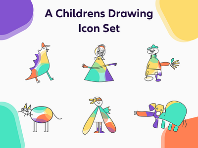 Childrens Drawing Icon Set app bader child children design fun icon icons mobile oskar oskarbader sketch ui userinterface vector