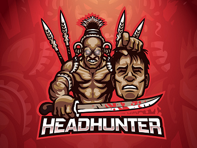 Head Hunter cartoon character esport game illustration logo mascot vector