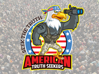 American Truthseekers america animal animal logo bald eagle branding cartoon cartoon logo character design eagle eagle logo illustration logo mascot mascot logo us usa vector