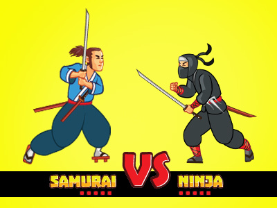 Samurai vs Ninja 2d game asset cartoon game art game sprite ninja samurai