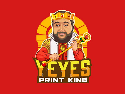 Yeyes Print King Logo branding cartoon character design logo mascot vector
