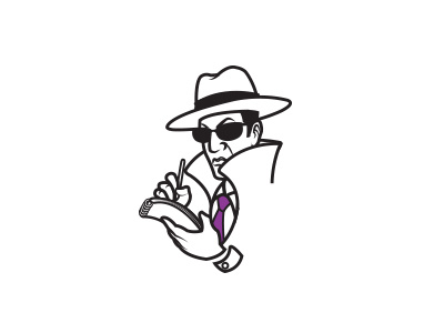 Investigator Logo branding cartoon detective illustration journalist logo monochrome