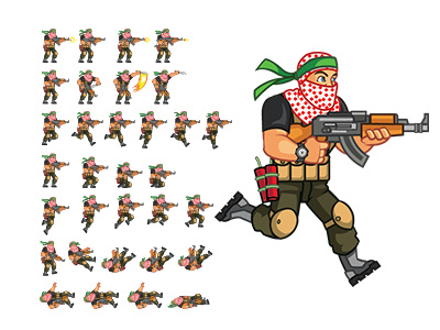 Militia Sprites animation cartoon game illustration militia rebel soldier sprite