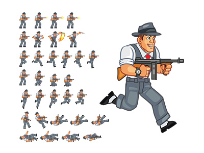 Mobster Sprites animation cartoon game gangster mobster sprite