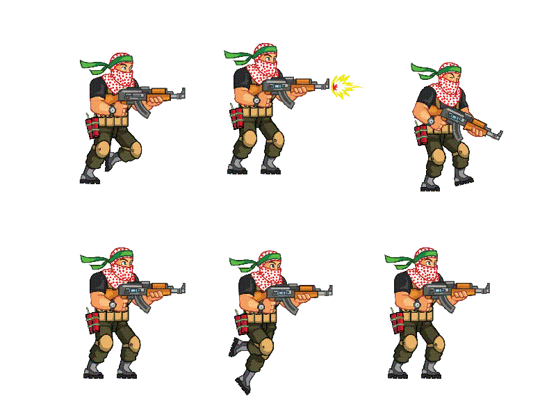 Freedom Fighter 2d animation cartoon game game graphic game sprite militia soldier sprite spritesheet