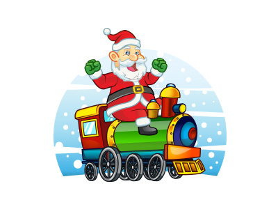 Santa Express cartoon celebration christianity christmas illustration mascot santa santa claus train