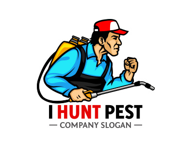 I Hunt Pest Logo branding bug control service cartoon graphic human illustration logo pest control promotion stock art
