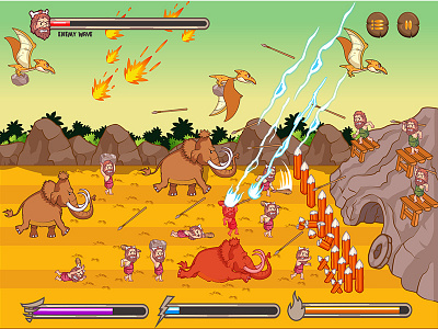 Stone Age War Base Defense Game base defense cartoon cave man game mobile game prehistoric tower defense