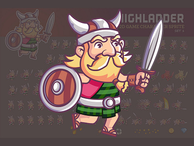 Highlander Game Sprite animation cartoon game game character game sprite highlander sprite viking warrior